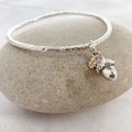 Sterling Silver Acorn charm bangle