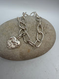 Sterling Silver Langland Bay heart handmade link chain bracelet with toggle clasp