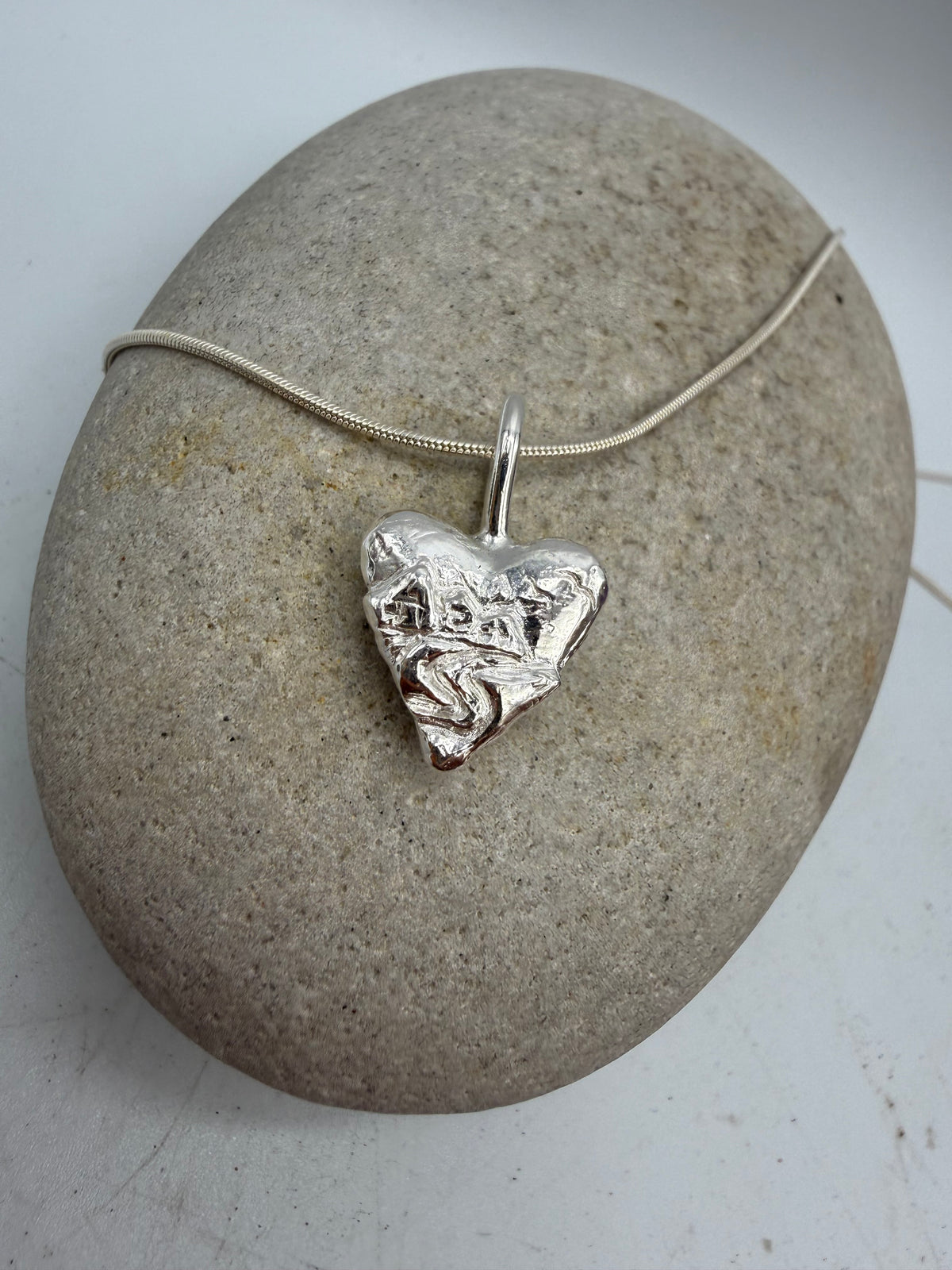 Sterling Silver Three Cliffs Bay heart pendant