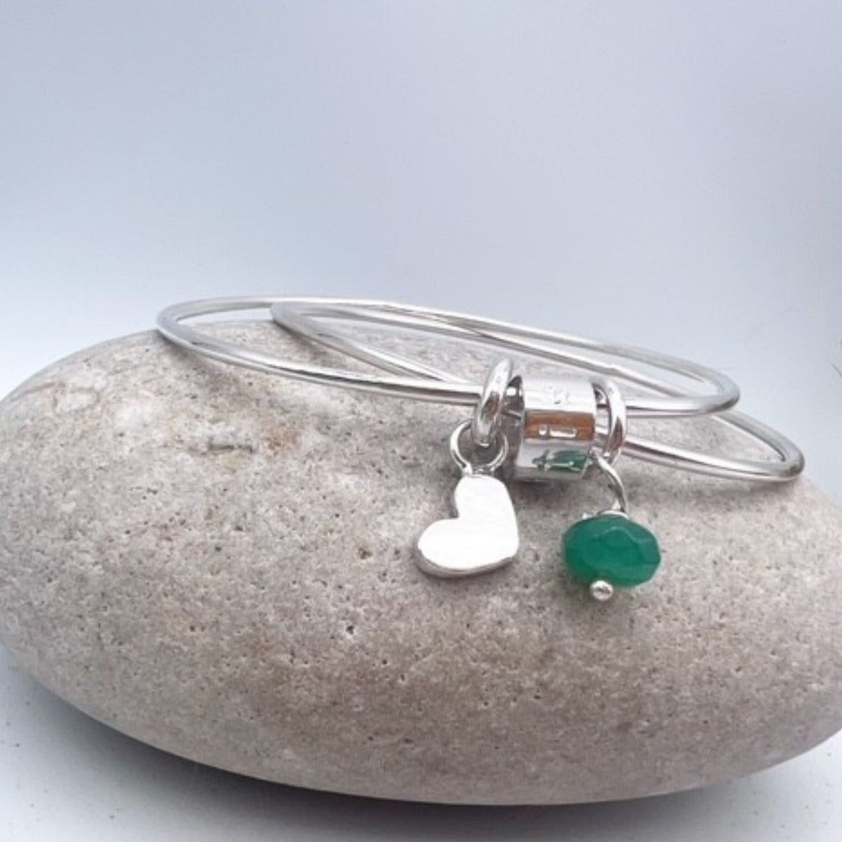 Sterling Silver Double Family Bangle