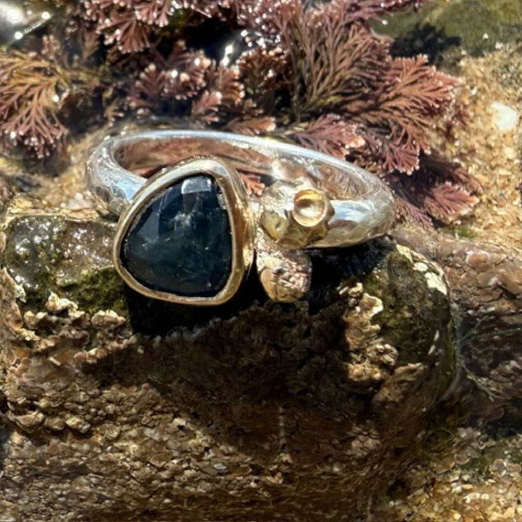 Sterling Silver, 9ct Gold and Sapphire One of a Kind Rockpool ring size -