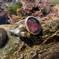 Sterling Silver, 9ct Gold and Pink Sapphire Rockpool ring, size -