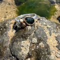 Sterling Silver, 9ct Gold and Sapphire Rockpool ring size -