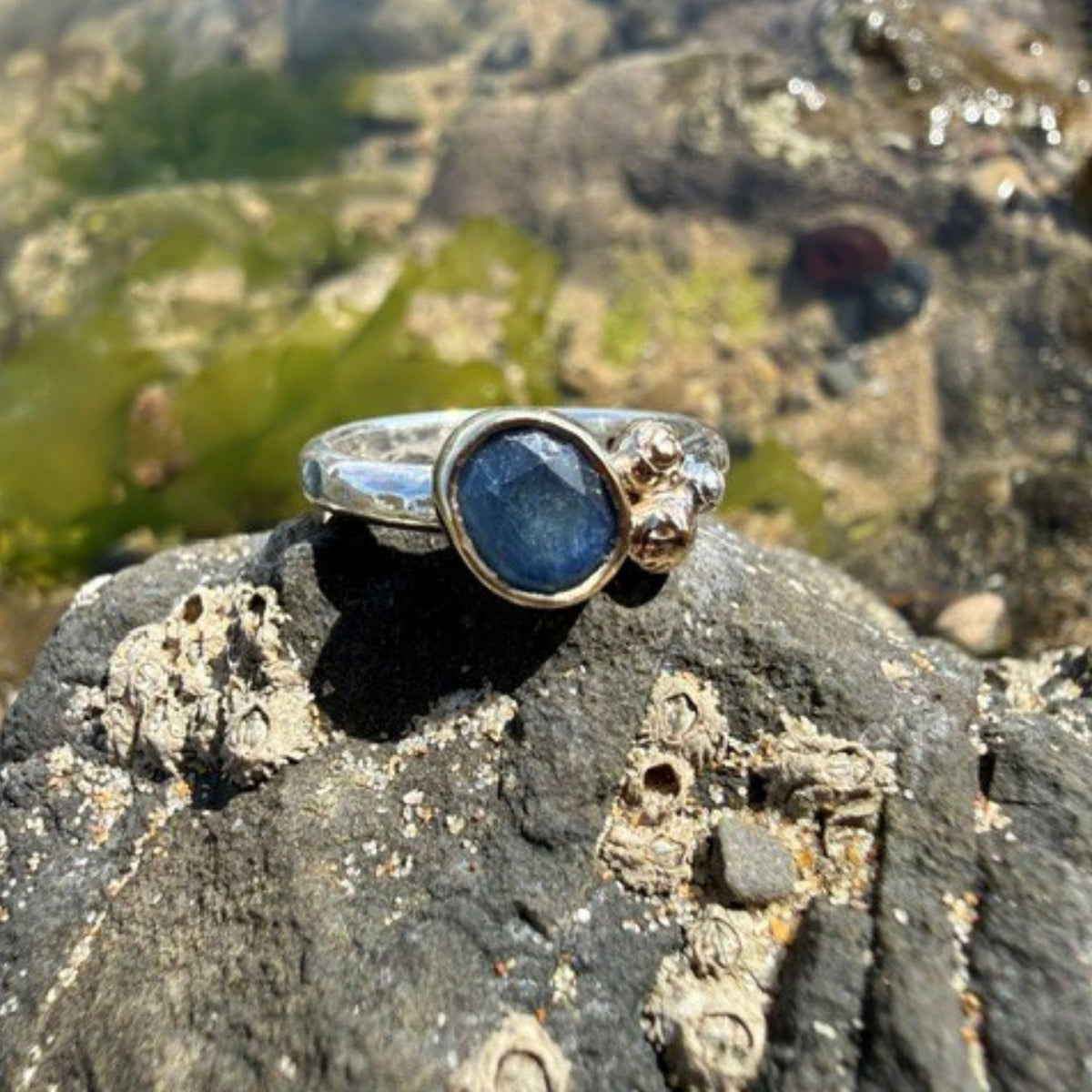 Sterling Silver, 9ct Gold and Sapphire One of a Kind Rockpool ring size -